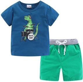 img 4 attached to 🦖 LittleSpring Toddler Dinosaur T Shirt: Stylish Boys' Clothing Sets for Fashionable Kids