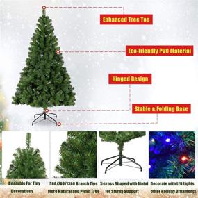 img 2 attached to Premium 5ft Sibosen Artificial Christmas Tree with 700 Branch Tips for Indoor & Outdoor Holiday Party Decoration - Easy Assembly, Metal Hinges & Folding Base