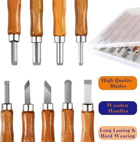 img 2 attached to 🔪 23-Piece Wood Carving Kit with Detail Carving Knife, Hand Carving Tools for Pumpkin Carving, Woodworking, Hook Whittling - Includes Carbon Steel Knives, Sculpting Tool Accessories Set, Cut Resistant Gloves, and Whetstone