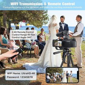 img 2 attached to 📷 Высококачественная видеокамера-камкордер с записью 4K видео, WiFi, ночным видением и 16X зумом - идеальна для блогинга и YouTube, в комплекте с микрофоном, пультом дистанционного управления и крышкой для объектива.