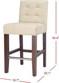 img 3 attached to Safavieh Mercer Collection Thompson Cream Leather Counter Stool, 25.8-inch - Optimize Your Search!