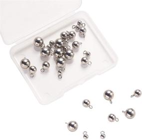 img 2 attached to 📿 Airssory 30 Pcs Stainless Steel Pendant Terminators: 3-Size Metal Dangle Ball Charms for Jewelry Making