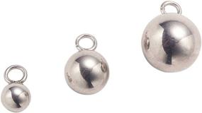 img 4 attached to 📿 Airssory 30 Pcs Stainless Steel Pendant Terminators: 3-Size Metal Dangle Ball Charms for Jewelry Making