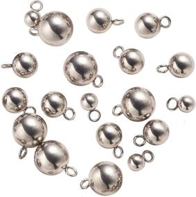 img 1 attached to 📿 Airssory 30 Pcs Stainless Steel Pendant Terminators: 3-Size Metal Dangle Ball Charms for Jewelry Making