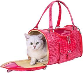 img 2 attached to 👜 Stylish PU Leather Dog Carrier Handbag - Fashionable Pet Tote Bag for Dogs and Cats - Ideal for Hiking, Travel and Outdoor Activities