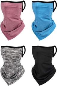 img 4 attached to Kids Non-Slip Neck Gaiter Bandana with Hanging Ears - 4-Piece Set: Face Covering Scarf