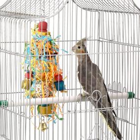 img 1 attached to 🐦 MEWTOGO Small Bird Toy: Handmade Foraging Shredding Hanging Toy for Conures and Medium-sized Parrots