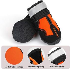 img 2 attached to 🐾 Waterproof Ufanore Dog Shoes with Reflective Strip | Rugged Rubber Sole | Anti-Slip Dog Boots Paw Protectors for Winter Summer | Ideal for Small & Large Dogs