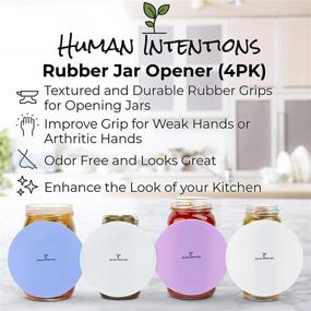 img 1 attached to 🔥 Human Intentions Rubber Jar Opener (4PK) - Enhance Grip and Open Jars Effortlessly - Ideal for Weak and Arthritic Hands - Multi-purpose Lid Opener, Coaster, and Trivet - Tear-resistant Design