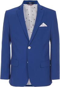 img 4 attached to 🦈 Premium Tommy Hilfiger Sharkskin Blazer Jacket for Boys - Stylish Suits & Sport Coats