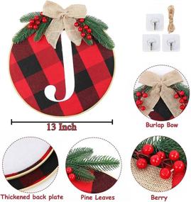 img 3 attached to 🎄 OurWarm Joy Sign Christmas Wreaths: Festive Front Door Decorations with Buffalo Plaid Rustic Burlap and Wooden Christmas Elements for Farmhouse Indoor Outdoor Holiday Party Supplies, 13 Inch