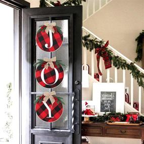 img 1 attached to 🎄 OurWarm Joy Sign Christmas Wreaths: Festive Front Door Decorations with Buffalo Plaid Rustic Burlap and Wooden Christmas Elements for Farmhouse Indoor Outdoor Holiday Party Supplies, 13 Inch