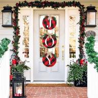 🎄 ourwarm joy sign christmas wreaths: festive front door decorations with buffalo plaid rustic burlap and wooden christmas elements for farmhouse indoor outdoor holiday party supplies, 13 inch logo