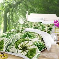 пододеяльник queen size с тропическими дождевыми лесами - набор с декоративными подушками с изображением зеленых растений пальмовых листьев от arl home логотип