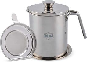 img 4 attached to 🍳 D&D Mazestic Design Grease Container: Stainless Steel Grease Strainer for Straining Bacon Grease and Storing Oils. Ideal Oil Keeper and Grease Pot for Kitchen Countertops, Frying, and Cooking.