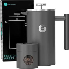 img 4 attached to Coffee Gator French Press Coffee Maker: Insulated Stainless Steel Manual Brewer for Home & Camping - with Travel Canister - 4 Cup Serving, Large Size, Gray (34 fl oz)