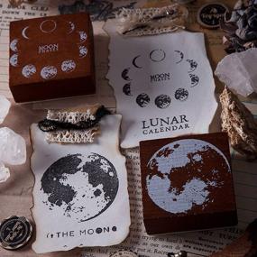 img 2 attached to 🌙 Vintage Wooden Rubber Moon Phase Stamp for Scrapbooking, DIY Printing, Envelopes, and Letter Decoration - Lunar Phase Recording