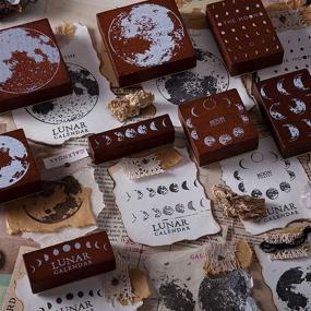 img 1 attached to 🌙 Vintage Wooden Rubber Moon Phase Stamp for Scrapbooking, DIY Printing, Envelopes, and Letter Decoration - Lunar Phase Recording