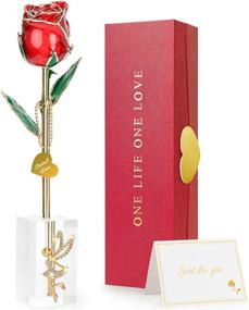 img 4 attached to 🌹 Real Rose Dipped in 24k Gold, Elegant Gifts for Wife/Mom, Forever Rose with Crystal Stand, Handcrafted Presents for Women on Birthday, Anniversary, Valentine's Day, Mother's Day