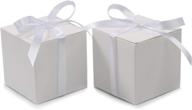🎁 60 штук маленьких подарочных коробок с лентами - cotopher коробочки для сувениров из бумаги размером 2x2x2 дюйма для свадьбы, вечеринки для малышей, девичника, дня рождения - белая конфетная коробочка логотип