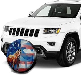 img 1 attached to 🦅 Horse Bald Eagle American Flag Spare Tire Cover - Waterproof & Dust-Proof Universal Fit for Jeeps, Trailers, RVs, SUVs, and More (17 inch)