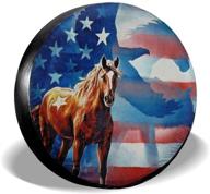 🦅 horse bald eagle american flag spare tire cover - waterproof & dust-proof universal fit for jeeps, trailers, rvs, suvs, and more (17 inch) logo