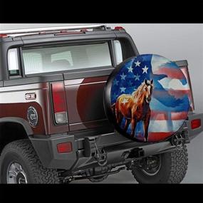 img 3 attached to 🦅 Horse Bald Eagle American Flag Spare Tire Cover - Waterproof & Dust-Proof Universal Fit for Jeeps, Trailers, RVs, SUVs, and More (17 inch)