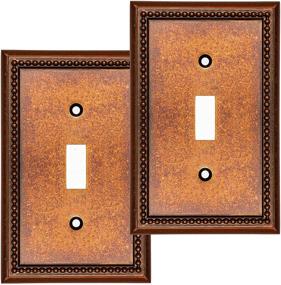 img 4 attached to 🔲 Single Toggle Cover Star Raised Pearls Decorative Wall Plate Switch Plate Outlet Cover (2 Pack, Sponged Copper Finish)