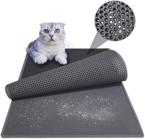 img 4 attached to 🐱 Honeycomb Foldable Double Layer Cat Litter Mat, 30x24 Inch, Water & Urine Proof for Litter Boxes - kaxionage