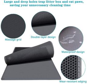 img 1 attached to 🐱 Honeycomb Foldable Double Layer Cat Litter Mat, 30x24 Inch, Water & Urine Proof for Litter Boxes - kaxionage