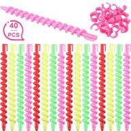 💇 professional spiral hair perm rods: 40-piece plastic hairdressing rollers for salon-style curls (15.5 cm) logo