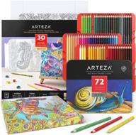 🎨 arteza coloring pencils and coloring book set, 30 foldable coloring sheets with 72 colored pencils, diy frame, art supplies for teens, adults & artists logo