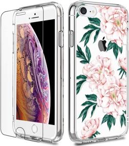 img 4 attached to LUHOURI Pink Flower iPhone 7 & 8 Case: Heavy Duty Protective Clear Cover with Screen Protector for Girls and Women