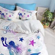 🧜 twin comforter set: soft microfiber mermaid bedding for girls - owl queen, 3-piece duvet cover with 2 pillowcases and sheet set logo