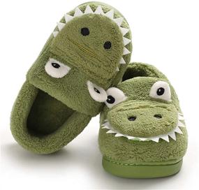 img 1 attached to ENERCAKE Toddler Slippers Cartoon Dinosaur