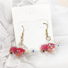 img 3 attached to JIUIQL Handmade Funny Cute Acrylic Goldfish Earrings: Lightweight Hypoallergenic Fish Animals Statement Jewelry Gifts for Women & Girls