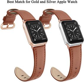 img 3 attached to Кожаный ремешок SWEES совместимый с iWatch 41мм 40мм 38мм: Замена из натуральной кожи с розовым золотым замком для серии iWatch 7 6 5 4 3 2 1 - спорт и издание: Любимый женщинами