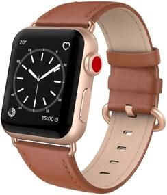 img 4 attached to Кожаный ремешок SWEES совместимый с iWatch 41мм 40мм 38мм: Замена из натуральной кожи с розовым золотым замком для серии iWatch 7 6 5 4 3 2 1 - спорт и издание: Любимый женщинами