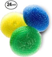 🧽 non-scratch scouring pad 24 pack - assorted colors | tough, durable, and safe for non-stick cookware logo