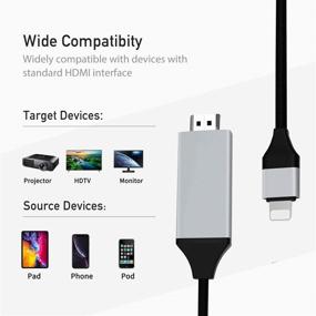 img 2 attached to 📱Адаптер Lightning к HDMI Apple MFi Certified для iPhone, iPad, iPod - цифровой AV Sync Screen Connector на телевизоре, мониторе, проекторе (6,6 фута) - не требуется источник питания