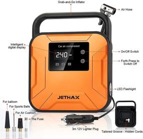 img 3 attached to 🚗 Jethax 12V Portable Air Compressor Tire Inflator – Featuring LED Light, Pressure Gauge – Compatible with Car, Bicycle, Motorcycle, Ball, Inflatable Pool