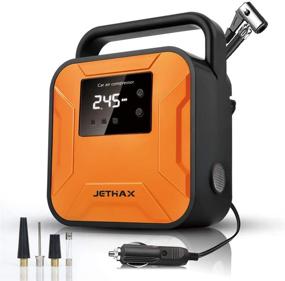 img 4 attached to 🚗 Jethax 12V Portable Air Compressor Tire Inflator – Featuring LED Light, Pressure Gauge – Compatible with Car, Bicycle, Motorcycle, Ball, Inflatable Pool