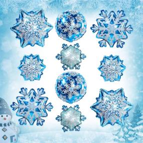 img 4 attached to ❄️ Snowflake Aluminum Foil Balloons Set - 10 Large and Small Snowflake Balloons for Christmas, Winter, Frozen Themed Parties