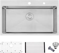 🚰 33 inch drop-in stainless steel kitchen sink - bokaiya 33x22 topmount sink 16 gauge handmade single bowl with 10-inch overmount logo