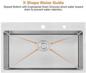 img 1 attached to 🚰 33 inch Drop-In Stainless Steel Kitchen Sink - Bokaiya 33x22 Topmount Sink 16 Gauge Handmade Single Bowl with 10-inch Overmount