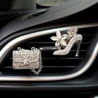 👠 bling car charm air vent clips: sparkling crystal fashion accessories for women drivers, rhinestone diamond car bling decorations - stylish cute automotive interior trim, glam car decor (high heel shoe & fashion bag) logo