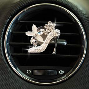 img 3 attached to 👠 Bling Car Charm Air Vent Clips: Sparkling Crystal Fashion Accessories for Women Drivers, Rhinestone Diamond Car Bling Decorations - Stylish Cute Automotive Interior Trim, Glam Car Decor (High Heel Shoe & Fashion Bag)