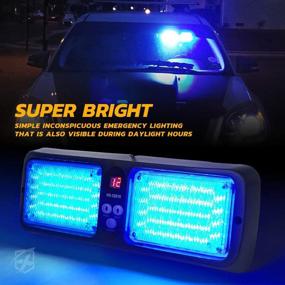 img 2 attached to 🔵 Xprite Blue 86 LED Sun Visor Emergency Strobe Lights: Hazard Police Warning for Law Enforcement Vehicle - 12 Flash Modes