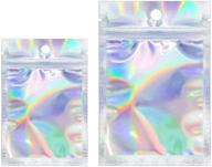 🌈 smartake resealable mylar bags: 100pcs smell-proof plastic pouch - leakproof ziplock bag with front clear storage, 2 sizes - 2.4 x 3.1 in & 3 x 4 in (holographic color) logo