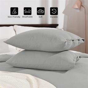 img 1 attached to 🌿 Queen Size Grey Duvet Cover Set - Basic Beyond, Coconut Button Closure - 3 Pieces (1 Duvet Cover &amp; 2 Pillowcases)
